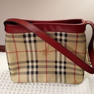 AUTHENTIC Vintage Burberry Haymarket Check Shoulder Bag With Certificate